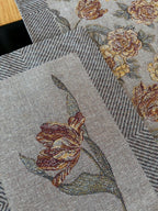 Bieżnik lniany 45x150 + 4 podkładki żakard 500g/m2 komplet stołowy premium Długość 150 cm