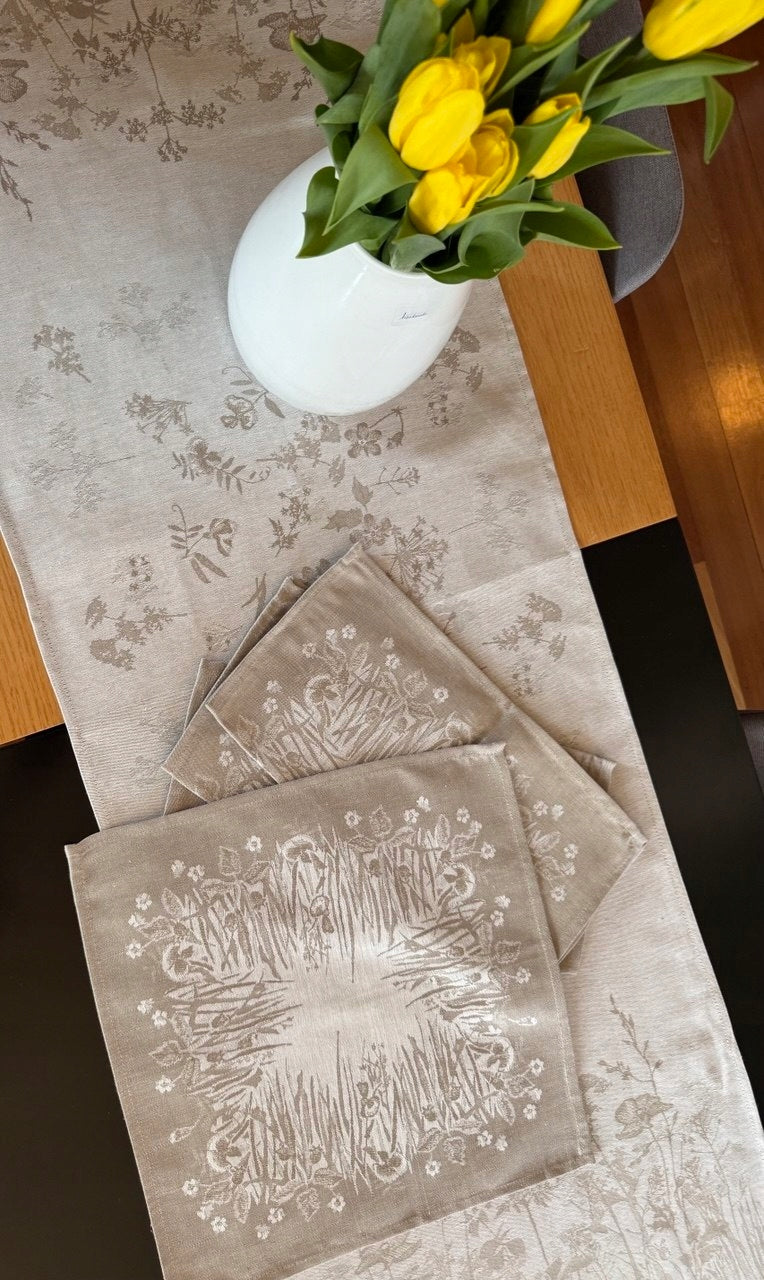 Bieżnik lniany 50x170 + 4 serwetki 40x40 komplet stołowy premium Długość 170 cm