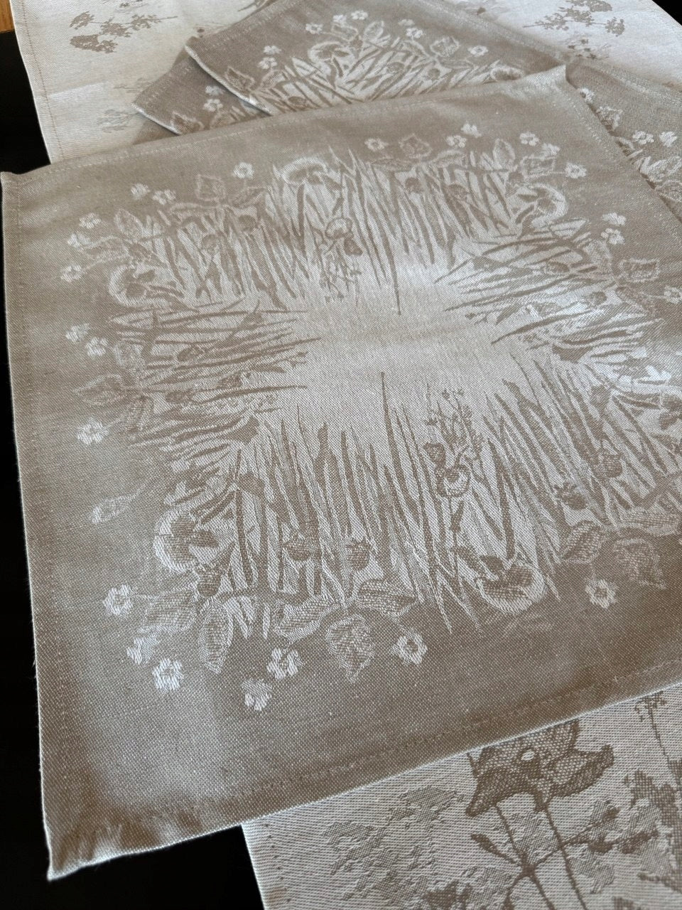 Bieżnik lniany 50x170 + 4 serwetki 40x40 komplet stołowy premium Marka bez marki