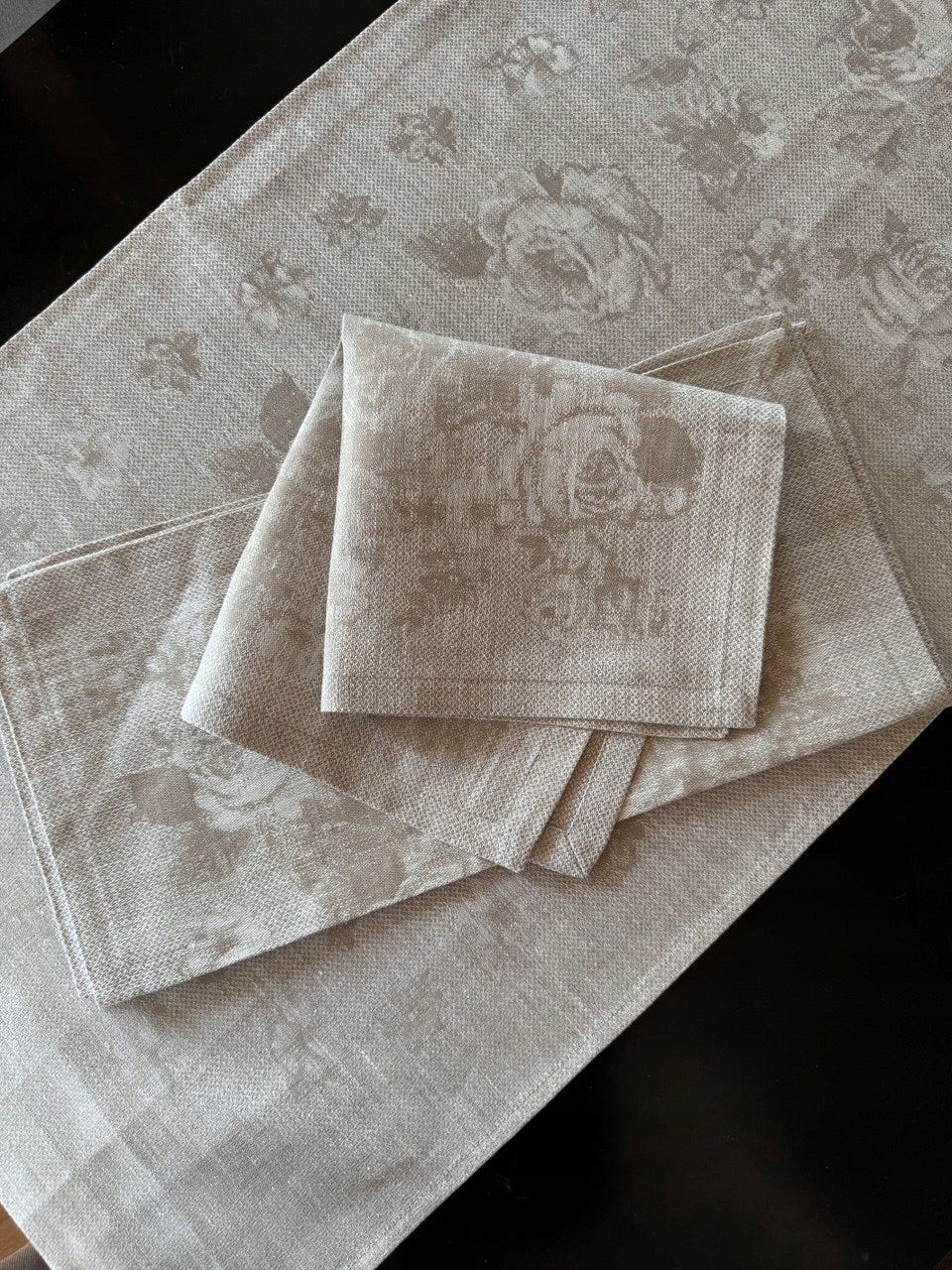Bieżnik lniany 50x170 + 4 serwetki 45x45 komplet stołowy premium 100% LEN Szerokość produktu 50 cm