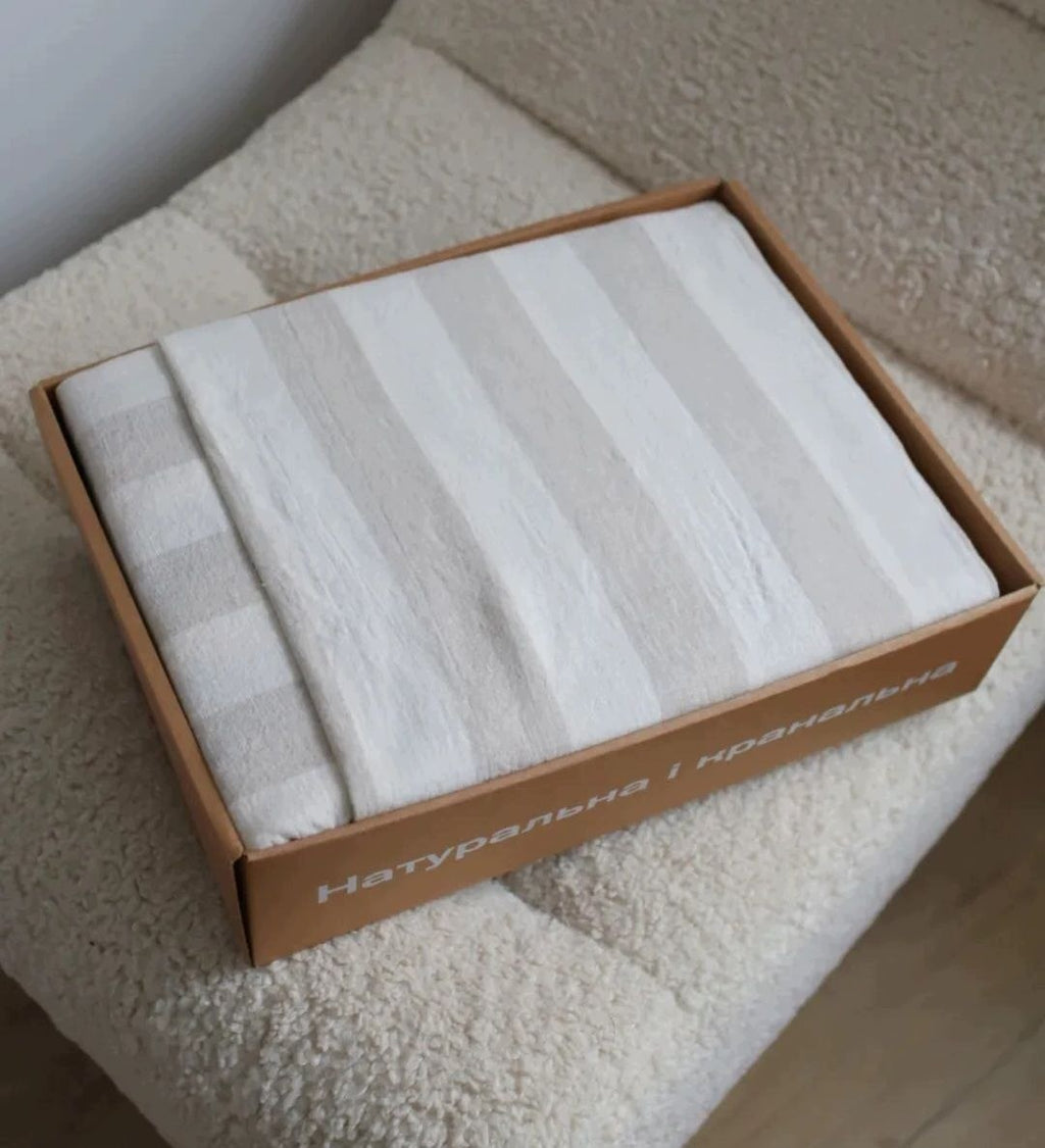 KOMPLET POŚCIELI 220x200 77% LEN bawełna 170 g/m² 4-cz z prześcieradłem Marka bez marki