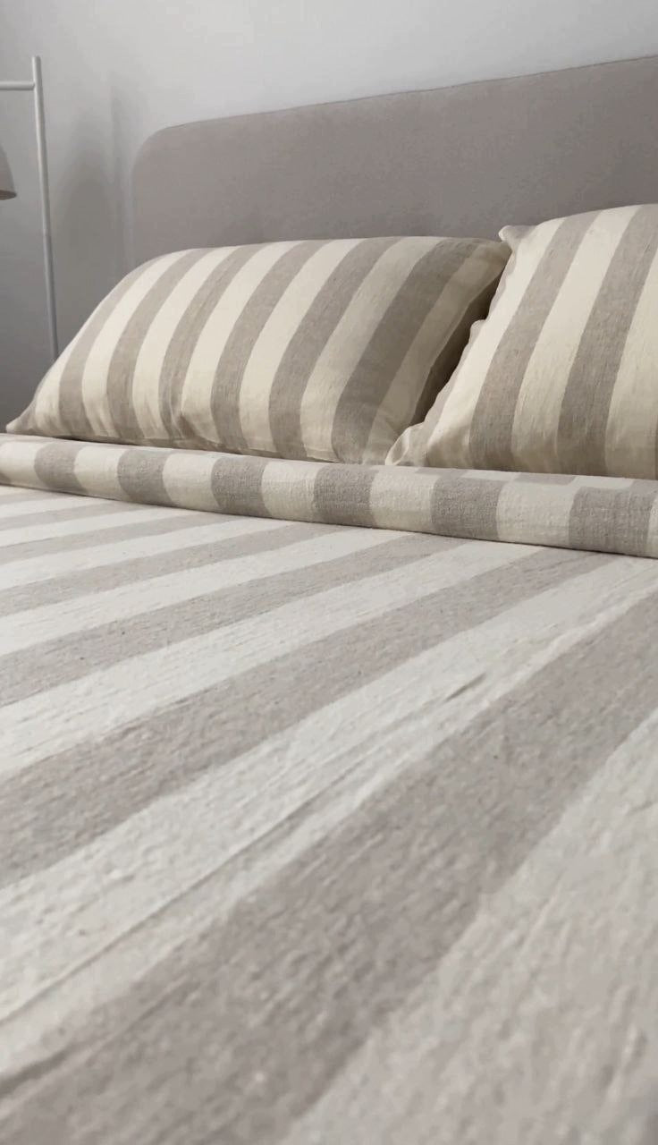 KOMPLET POŚCIELI 220x200 77% LEN bawełna 170 g/m² 4-cz z prześcieradłem Stan opakowania oryginalne