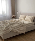 KOMPLET POŚCIELI 220x200 77% LEN bawełna 170 g/m² 4-cz z prześcieradłem
