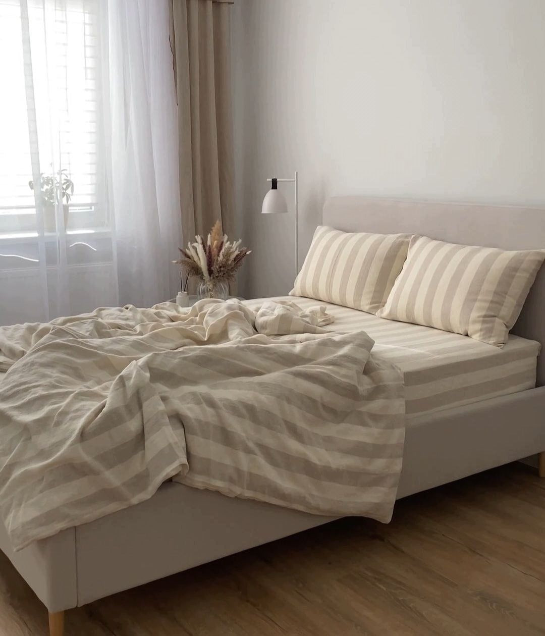 KOMPLET POŚCIELI 220x200 77% LEN bawełna 170 g/m² 4-cz z prześcieradłem