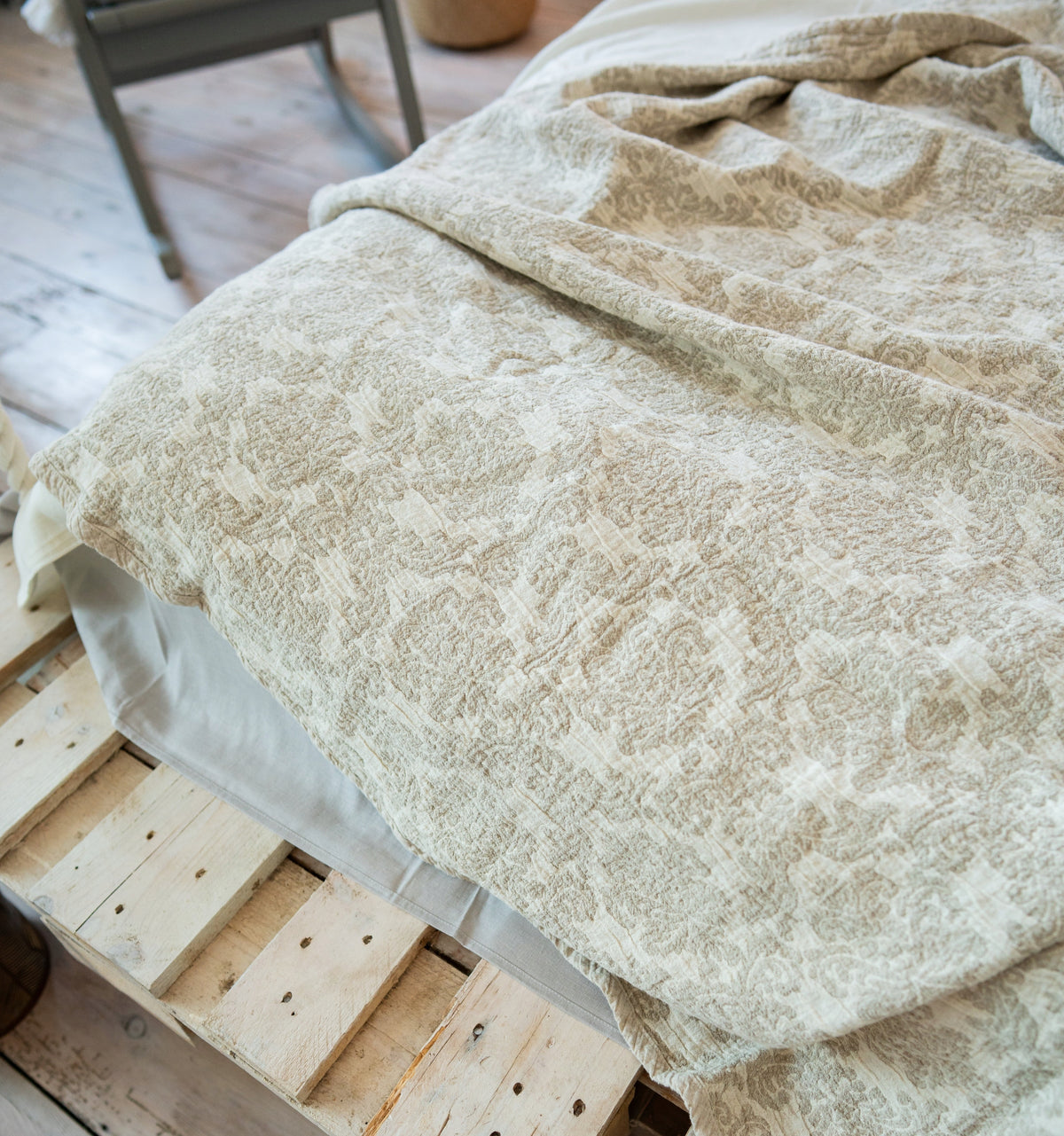 PLED/NARZUTA/KOC Amadej naturalny LEN 82% 145 x220 cm dwustronny Długość 145 cm