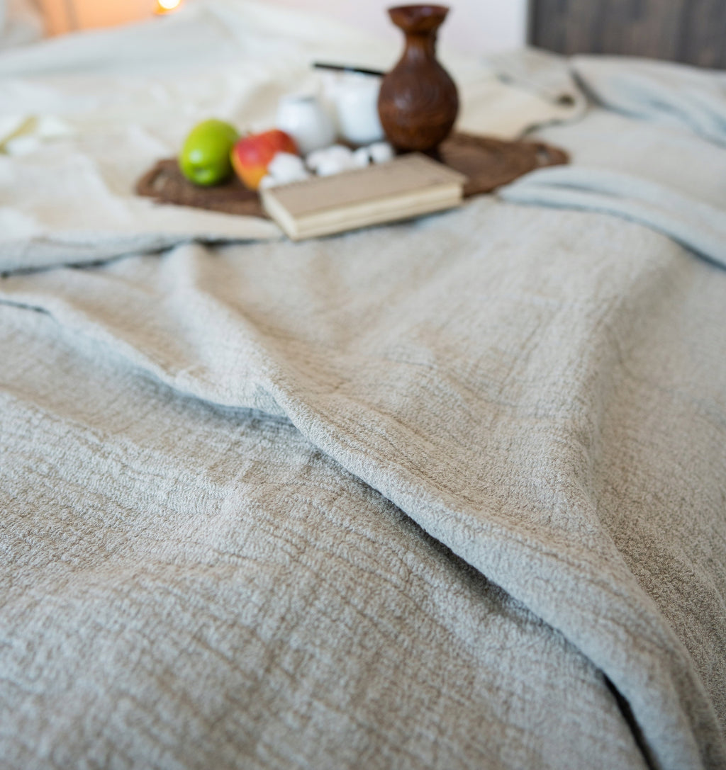 PLED/NARZUTA/KOC LUI naturalny LEN 81% 190x180 cm dwustronny Rodzaj koc
