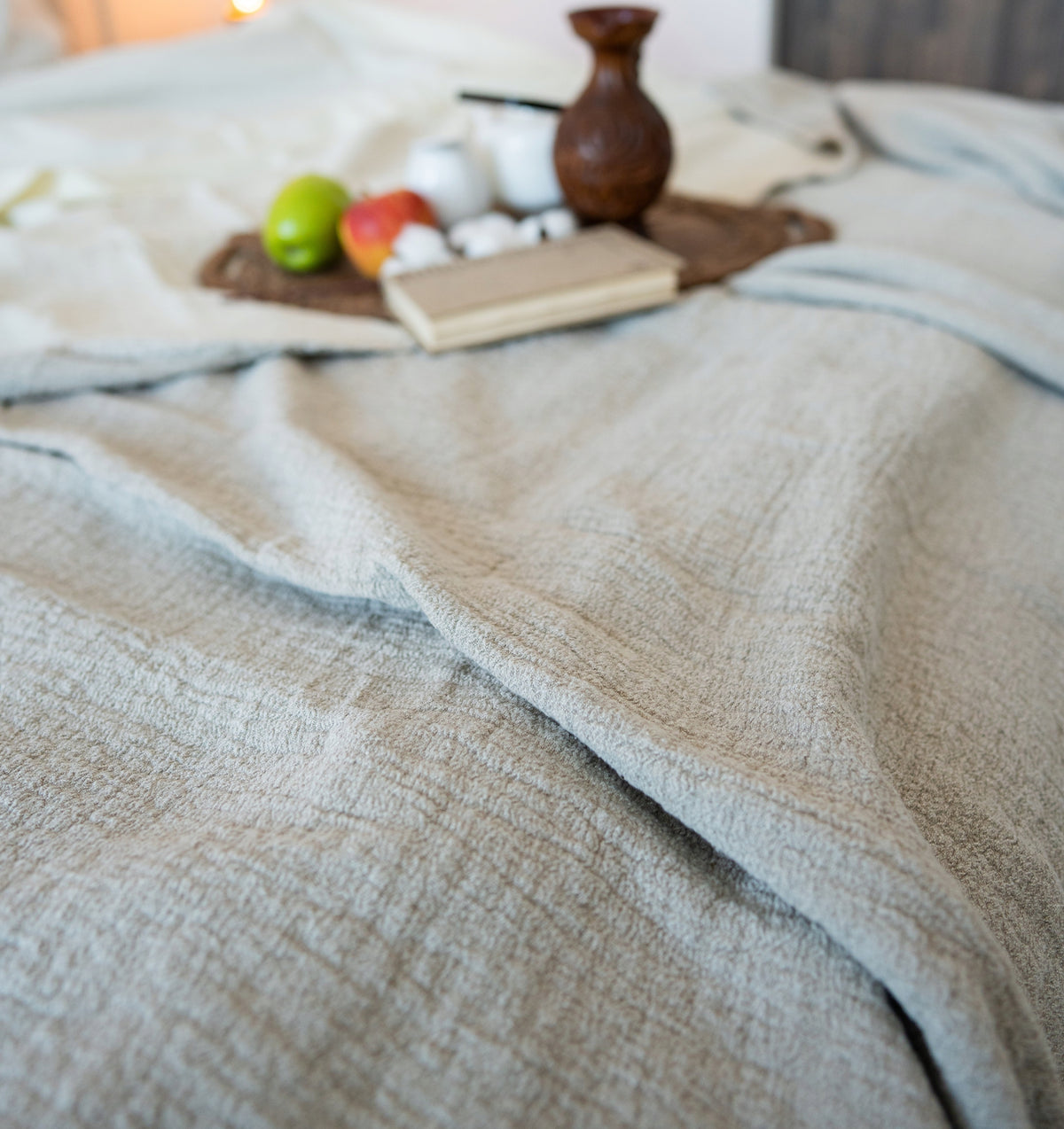 PLED/NARZUTA/KOC LUI naturalny LEN 81% 190x180 cm dwustronny Rodzaj koc