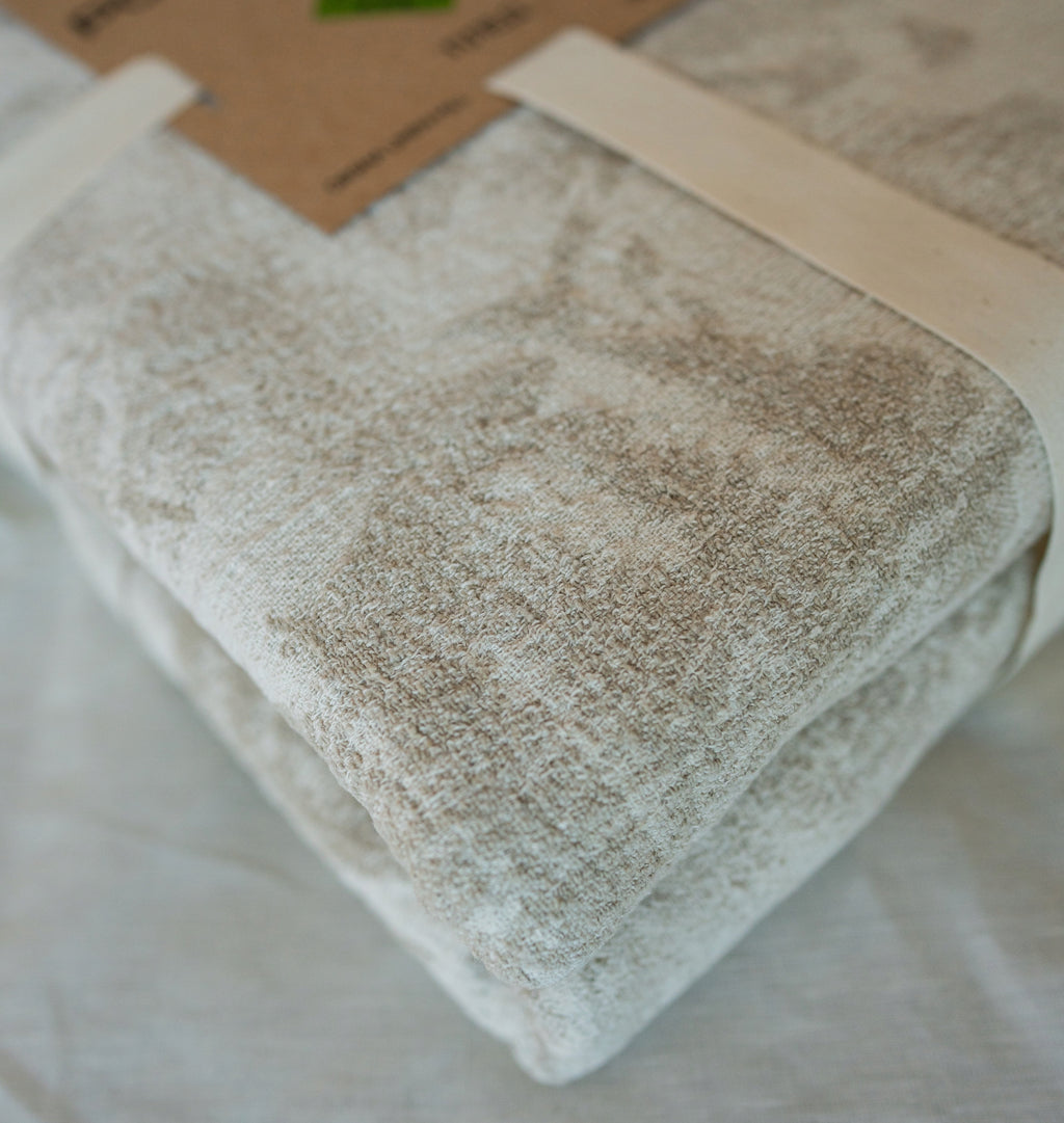 Pled lniany 200x220 Narzuta Koc 71% LEN VARABI Paproć Naturalny Beżowy Szerokość produktu 220 cm