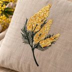 Pościel lniana 100% LEN 210x220 240x240 50x70 komplet MIMOZA haft PREMIUM Długość poszewki na kołdrę 220 cm