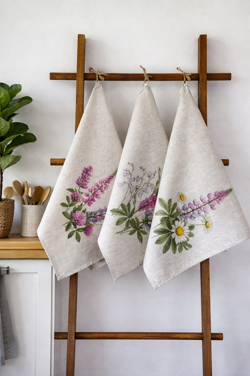 RĘCZNIK ŚCIERKA KUCHENNA LEN 46x60 KOMPLET 3 sz letni dzień Długość 60 cm