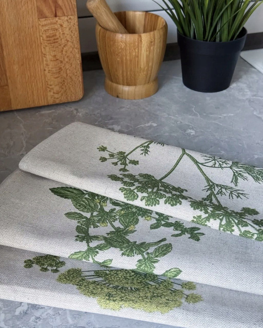 RĘCZNIK ŚCIERKA KUCHENNA LEN 46x60 KOMPLET 3 sz przyprawy ziołowe Długość 60 cm