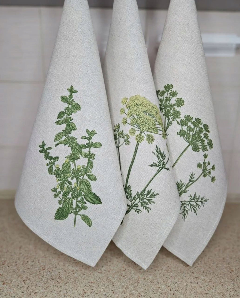 RĘCZNIK ŚCIERKA KUCHENNA LEN 46x60 KOMPLET 3 sz przyprawy ziołowe Marka bez marki