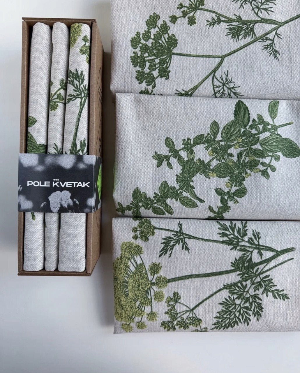 RĘCZNIK ŚCIERKA KUCHENNA LEN 46x60 KOMPLET 3 sz przyprawy ziołowe Marka bez marki