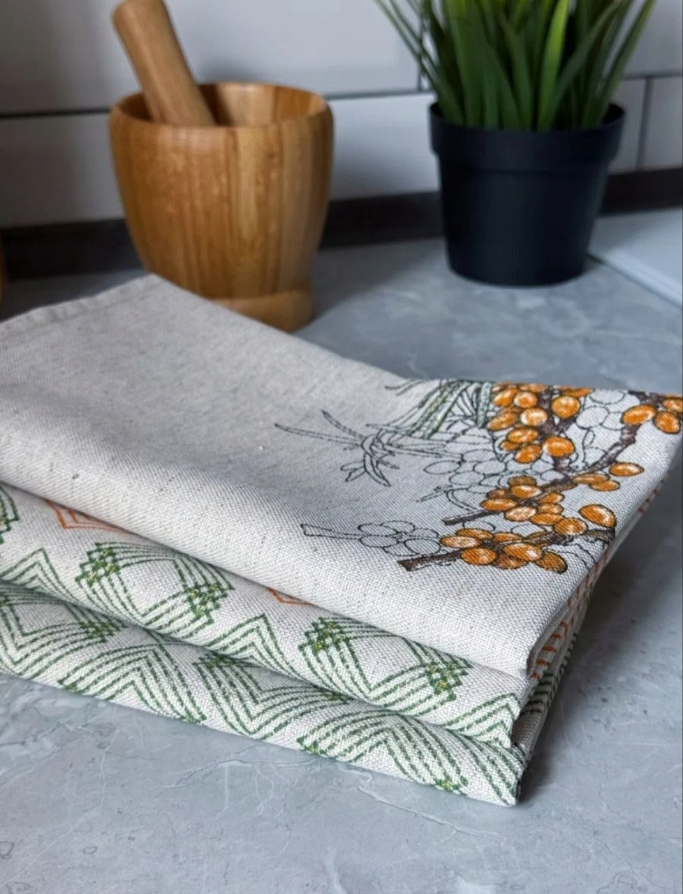 RĘCZNIK ŚCIERKA KUCHENNA LEN 46x60 KOMPLET 3 sz rokitnik Marka bez marki