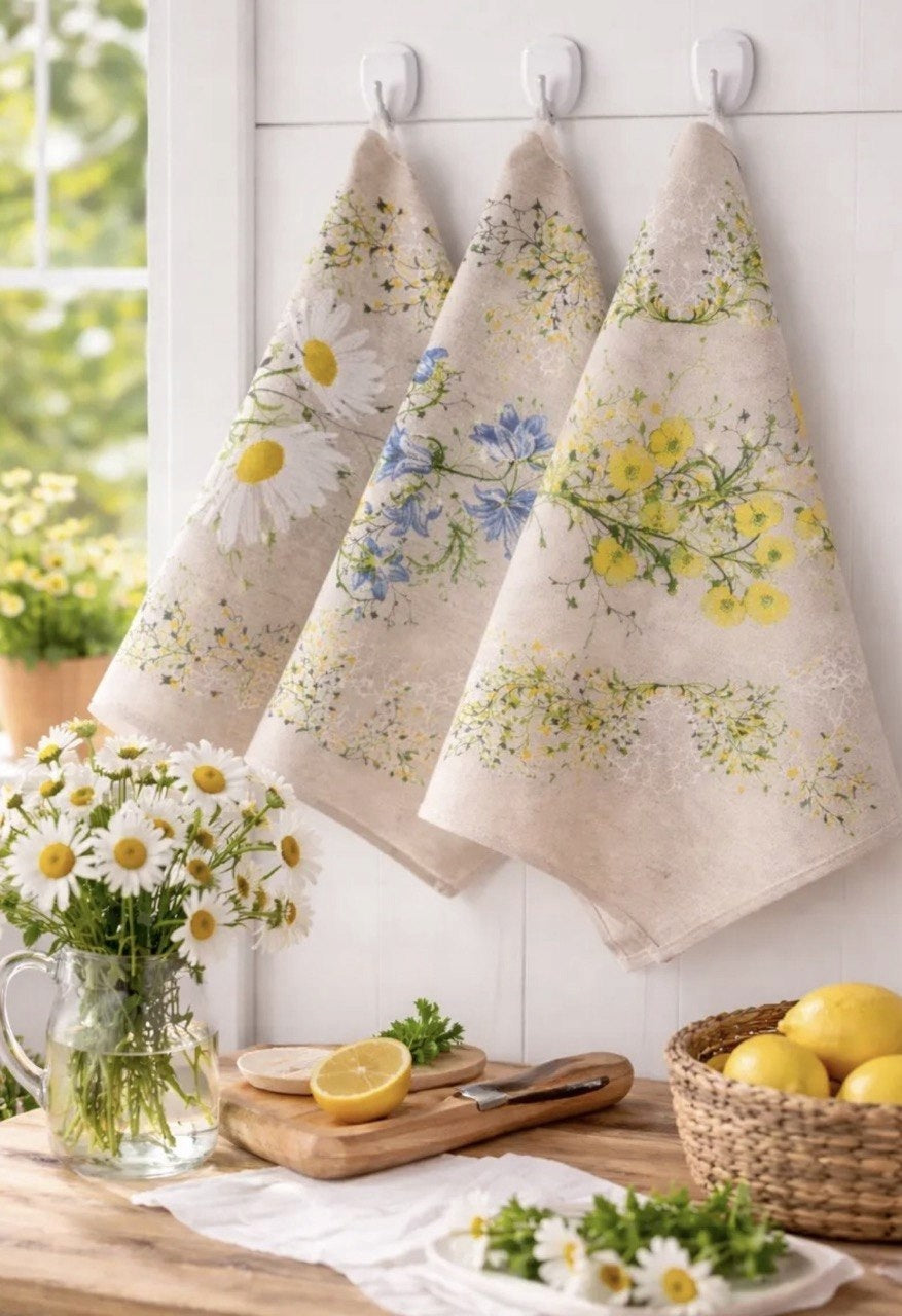 RĘCZNIK ŚCIERKA KUCHENNA LEN 46x60 KOMPLET 3 sz zioła polne Kod producenta 24c112 polne trawy