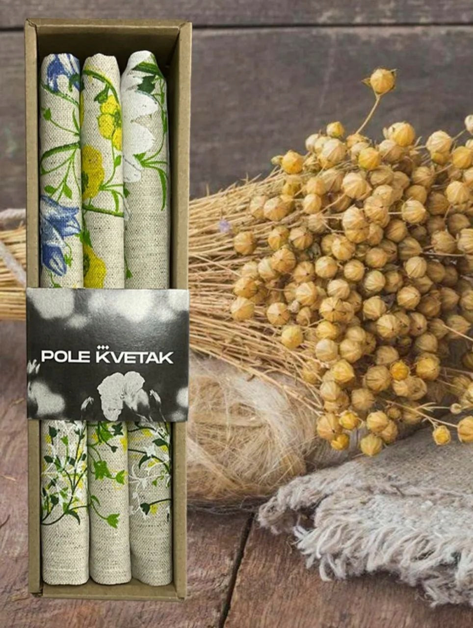 RĘCZNIK ŚCIERKA KUCHENNA LEN 46x60 KOMPLET 3 sz zioła polne