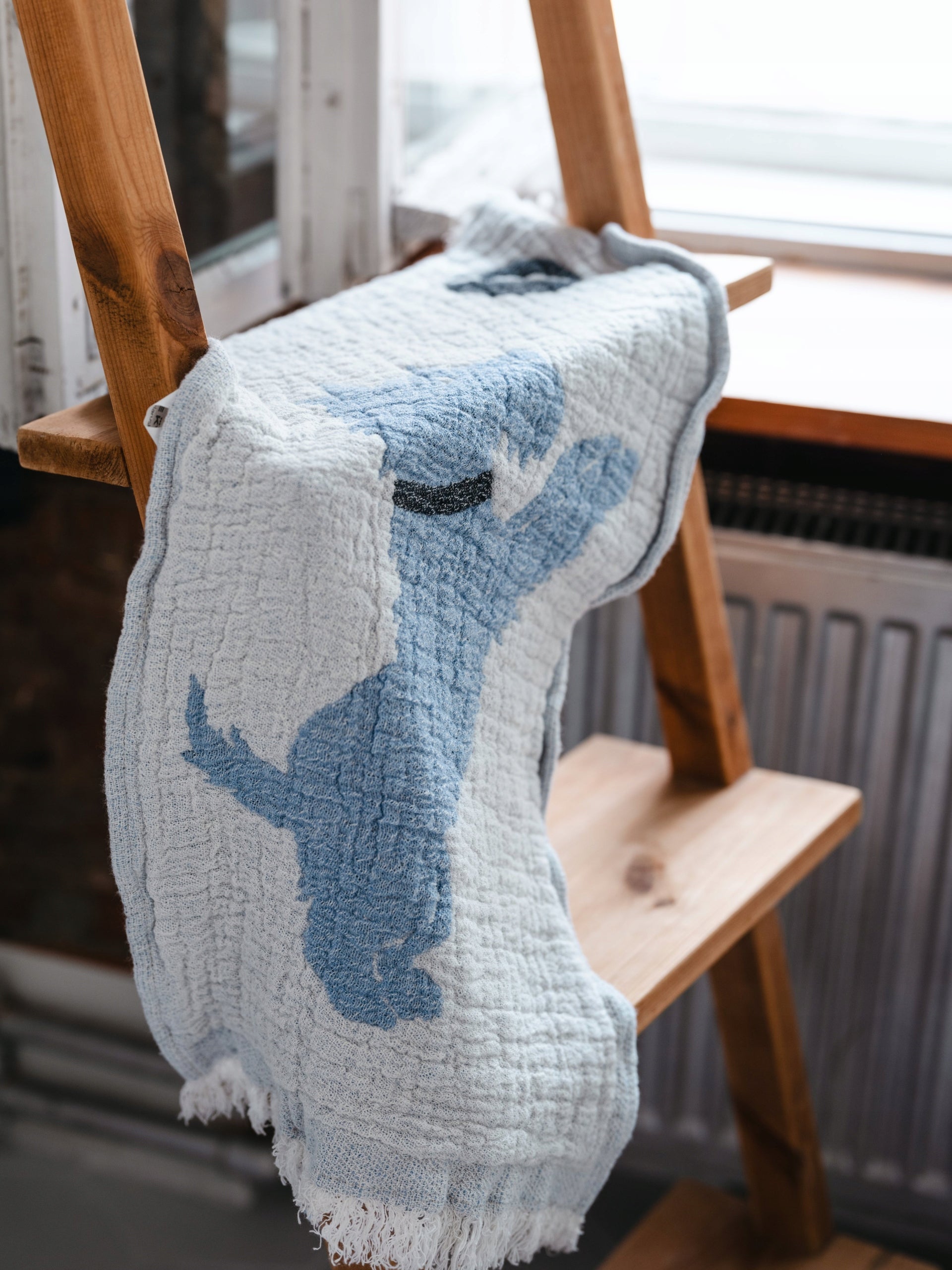 RĘCZNIK lniany 30×67 cm dziecięcy z uroczym pieskiem Wymiary ręcznika 30x60cm