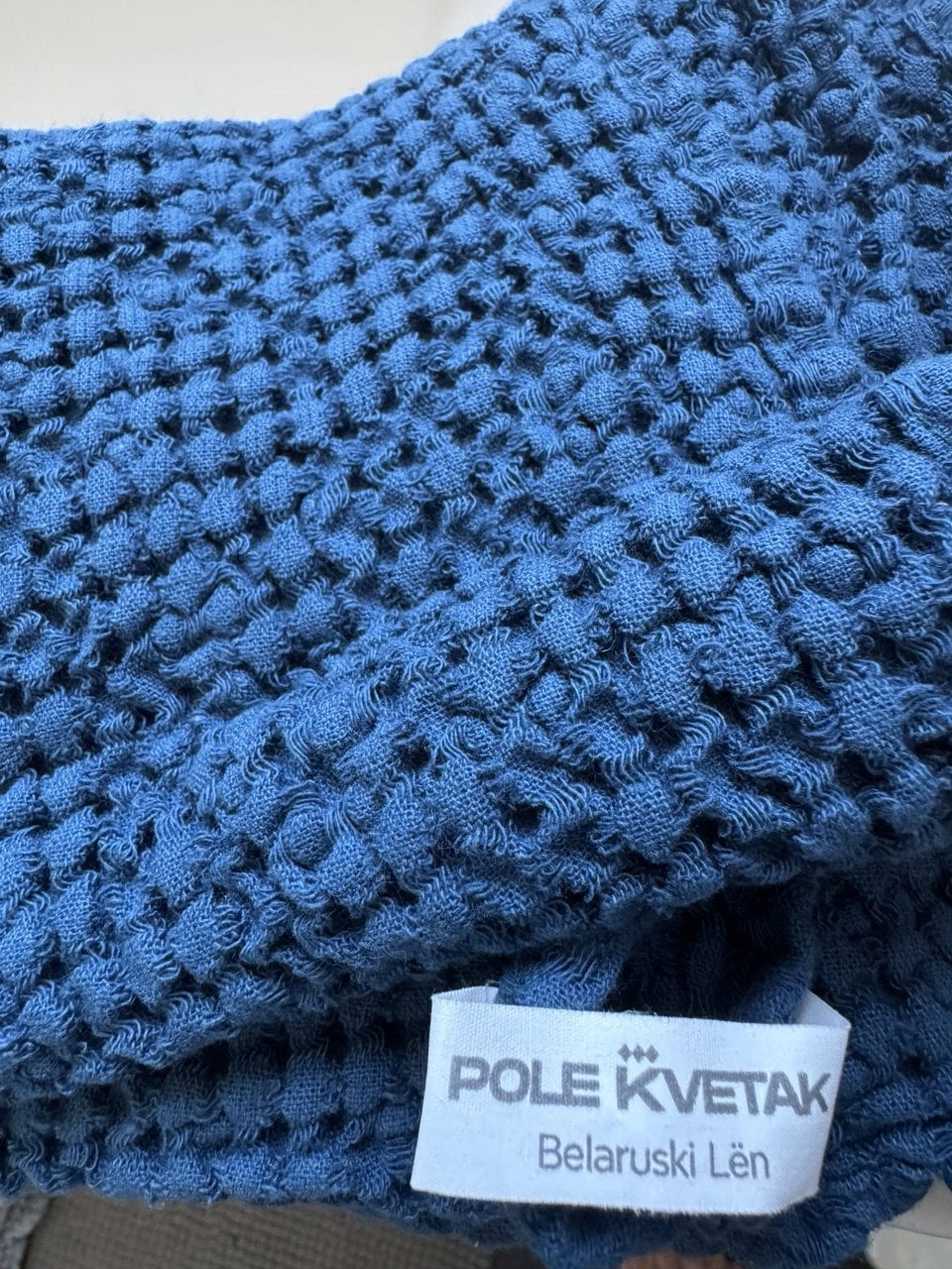 RĘCZNIK lniany 38×65 cm o strukturze plastra miodu niebieski Marka bez marki