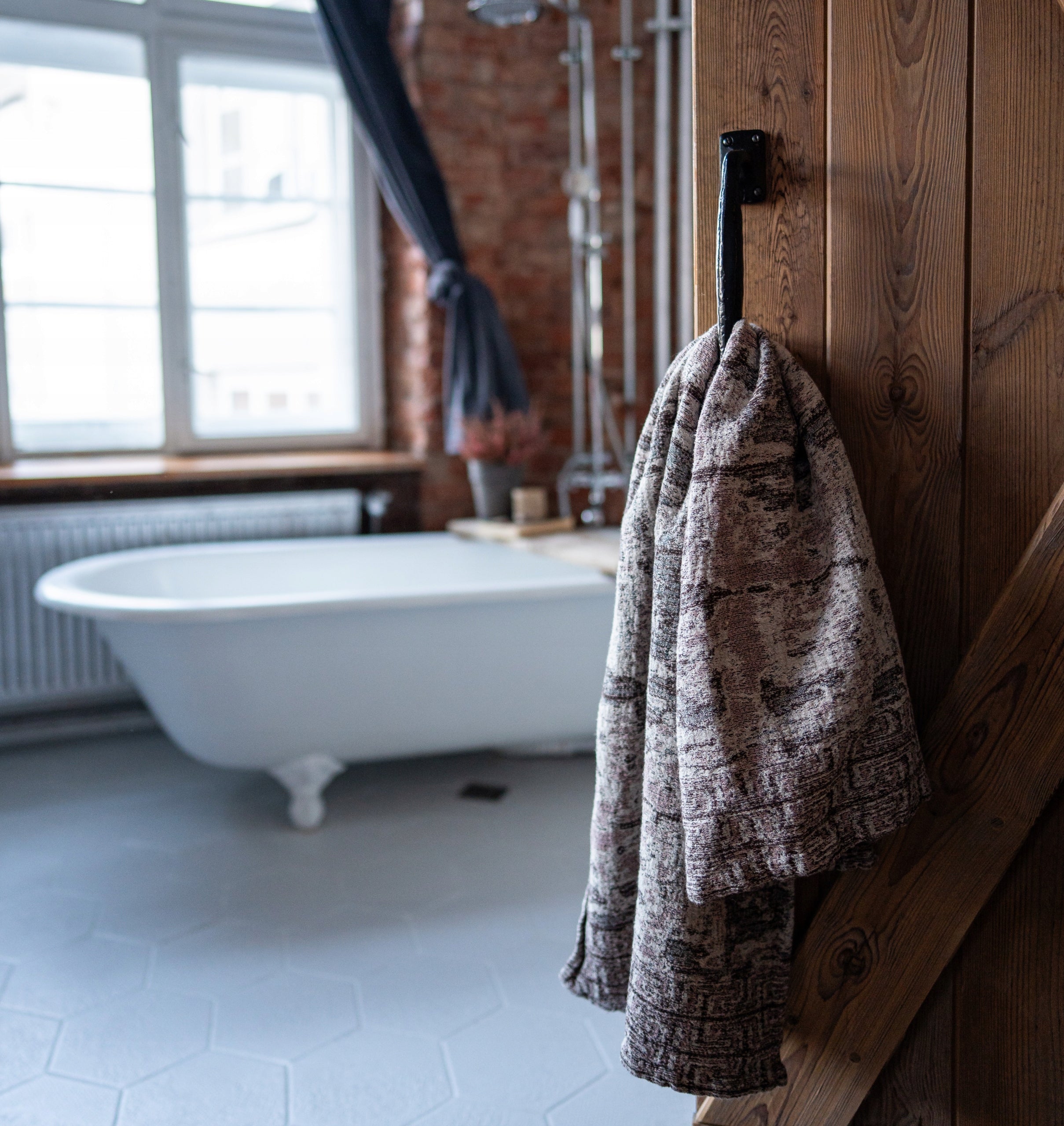 Ręcznik lniany marmur naturalny premium miękki chłonny 55×115 cm