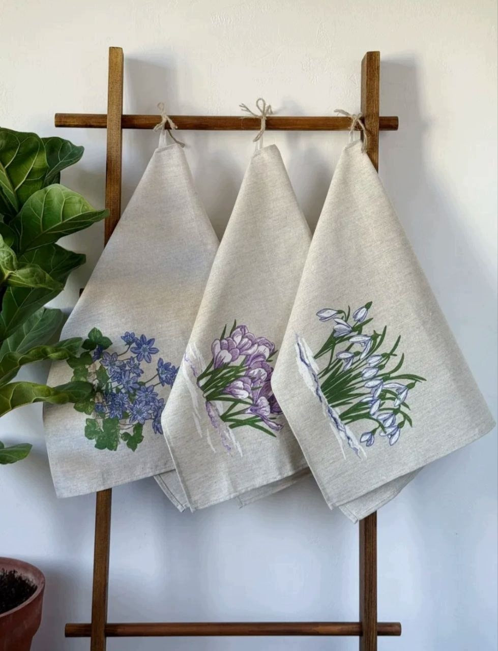 ŚĆIERECZKA/RĘCZNIK kuchenny lniany ZESTAW 3 sz 46×60 cm Kolor różowy