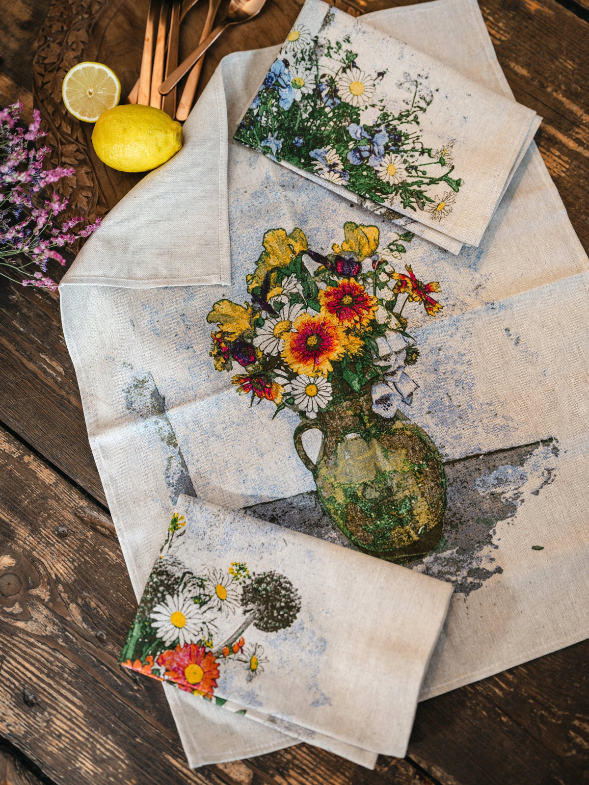 ŚĆIERECZKA/RĘCZNIK kuchenny lniany ZESTAW 3 sztuk 46x60 cm Materiał wykonania len